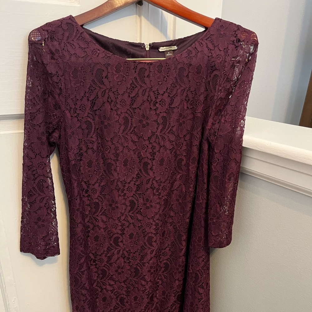 Dana Buchman Deep Purple Lace Long Sleeve Dress